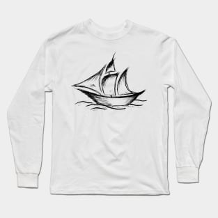 Hand drawn yacht Long Sleeve T-Shirt